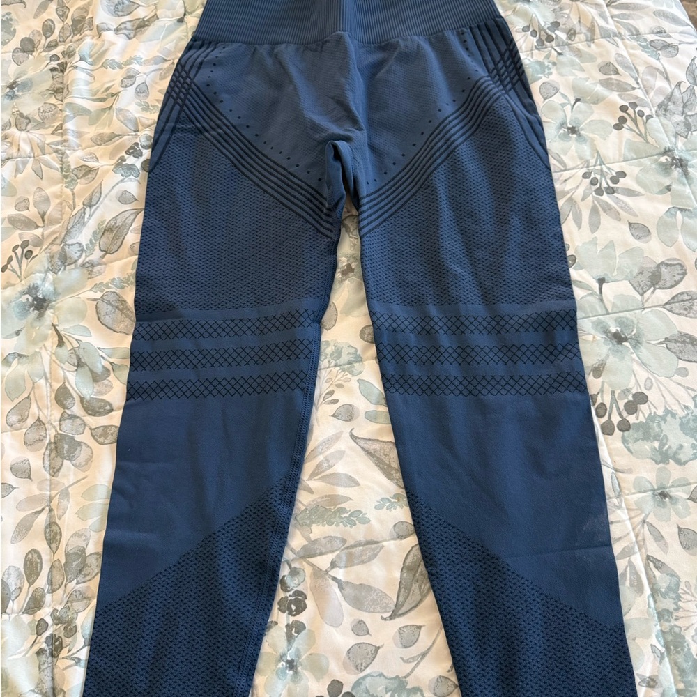 Navy Blue Textured Leggings